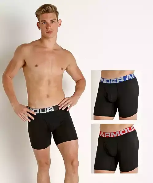 Under Armour Underwear Sale: Upgrade to Charged Cotton 6" Boxerjock 3-Pack Black/Blue Under Closeout Sale of quality